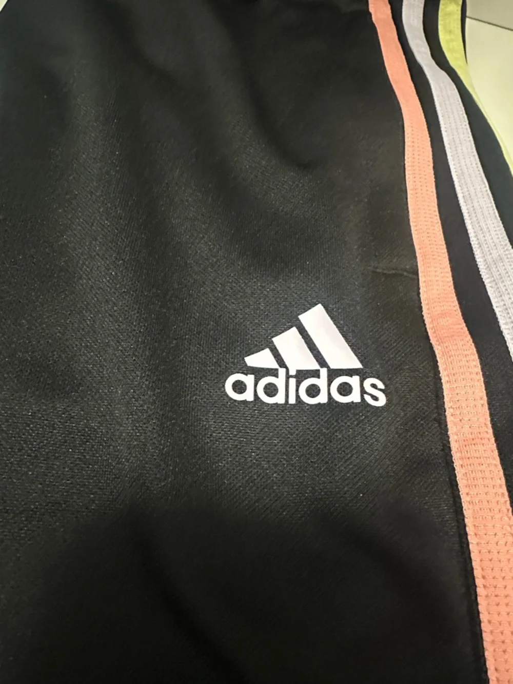 adidas Kids Black Joggers with Pink, Lavender & Yellow Side Stripes - Picture 2 of 6